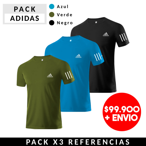 PACK X3 ADIDAS AZUL,VERDE,NEGRO