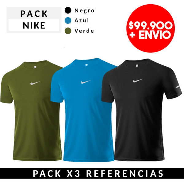 PACK X3 NIKE NEGRO,AZUL,VERDE