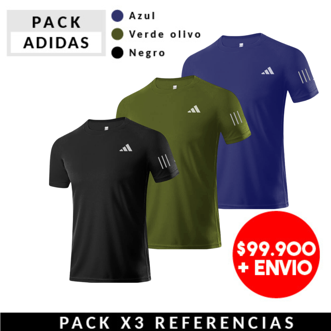 PACK ADIDAS HOMBRES COLORES (AZUL,NEGRO Y VERDE)