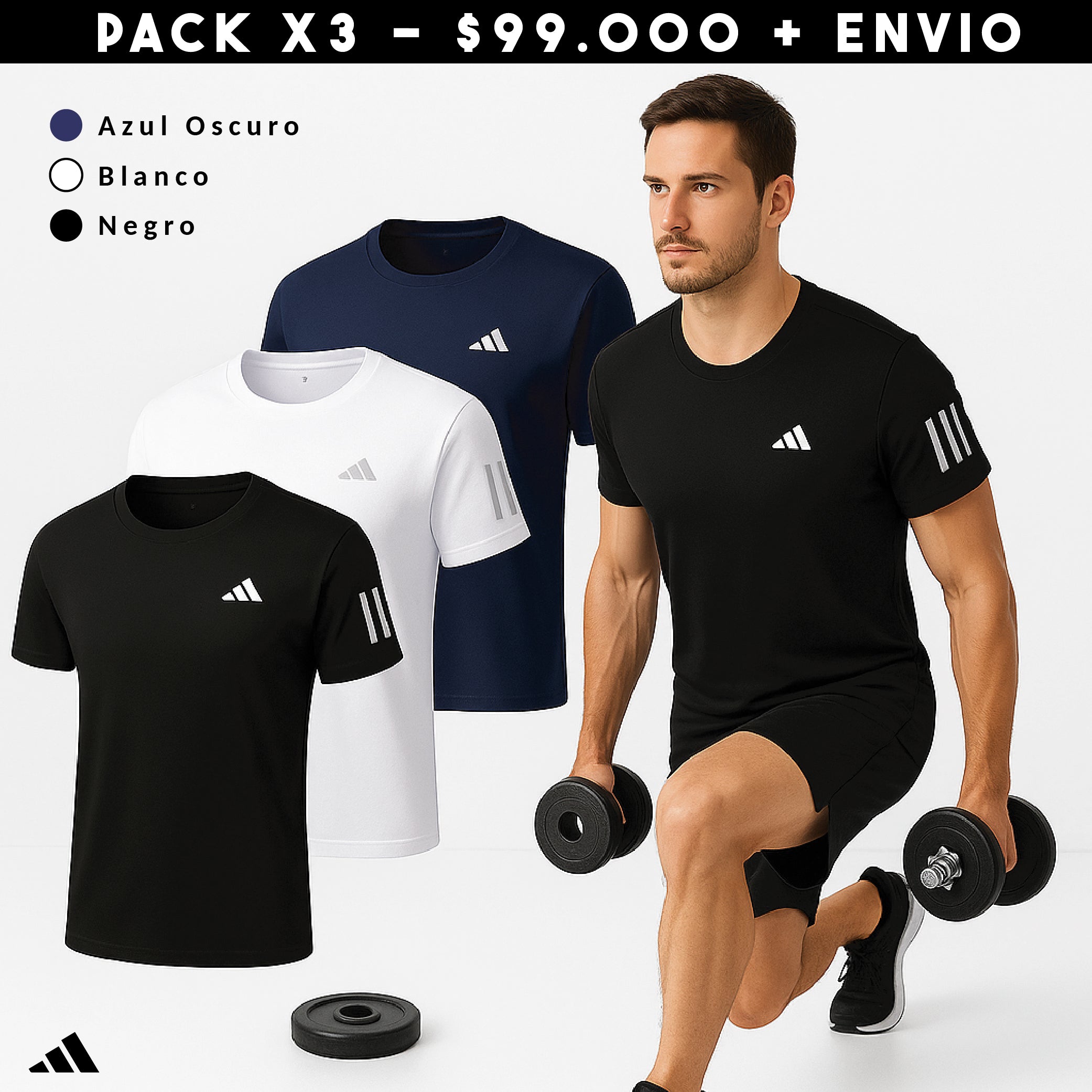 PACK CAMISETAS ADIDAS RAYAS