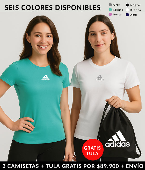 2 CAMISETAS ADIDAS MUJER COLORES