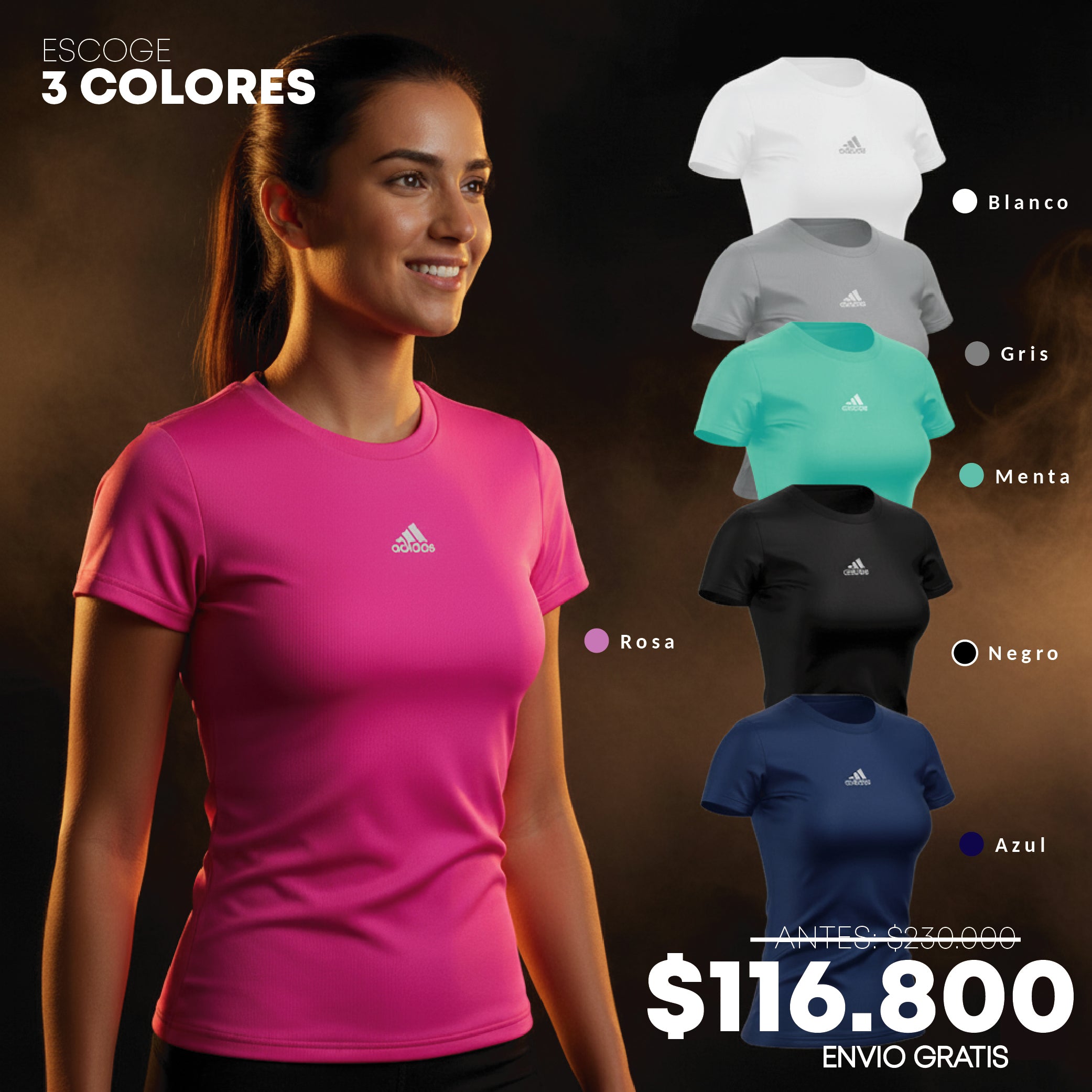 CAMISETAS ADIDAS COLORES MUJER 2
