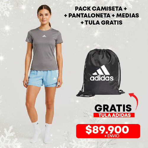 COMBO NAVIDEÑO COLOR SHORT CELESTE + CAMISETA GRIS