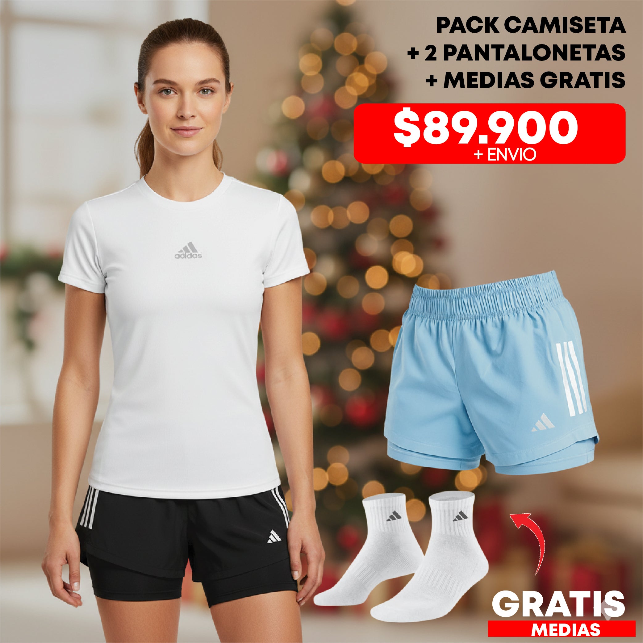 COMBO NAVIDEÑO 2 SHORT + CAMISETA BLANCA