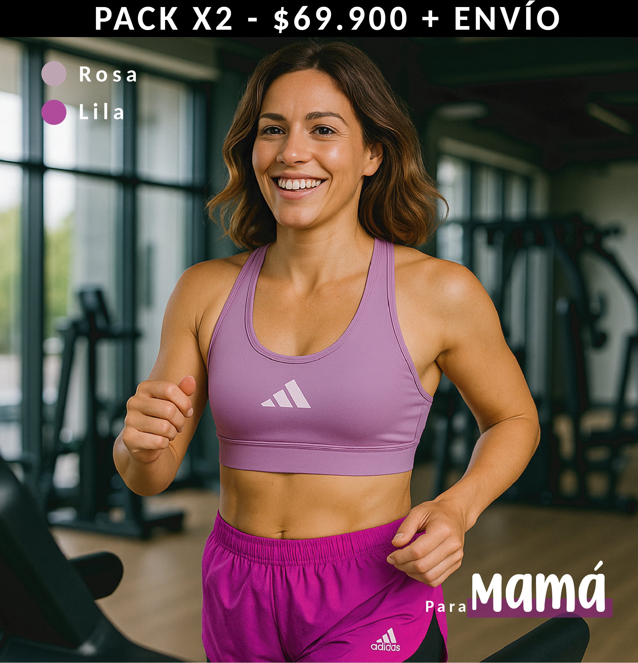 COMBO ADIDAS Short Lila + Top Rosa + Medias