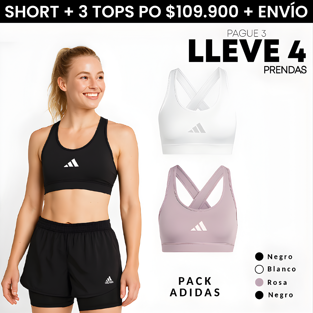 COMBO ADIDAS SHORT + 3 TOPS