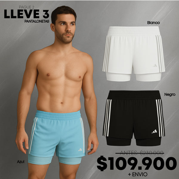 PANTALONETAS ADIDAS LINEA COMPLETA NEGRA