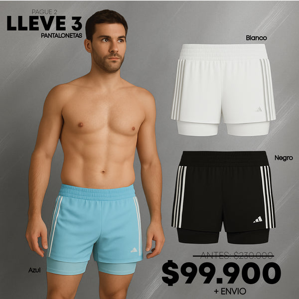 PANTALONETAS ADIDAS LINEA COMPLETA NEGRA -